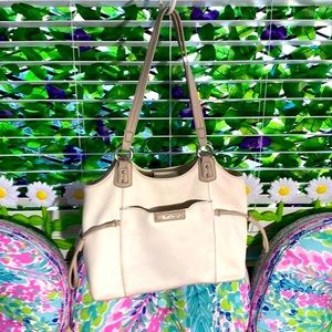 KOLTOV pebbled cream and taupe handbag